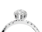Marquise Cut Diamond Hidden Halo Engagement Ring in White gold with Round Pavé Band_16