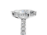 Marquise Cut Diamond Hidden Halo Engagement Ring in White gold with Round Pavé Band_17