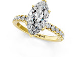 Marquise Cut Diamond Hidden Halo Engagement Ring in Yellow gold with Round Pavé Band_13
