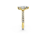 Marquise Cut Diamond Hidden Halo Engagement Ring in Yellow gold with Round Pavé Band_14