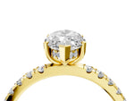 Marquise Cut Diamond Hidden Halo Engagement Ring in Yellow gold with Round Pavé Band_16