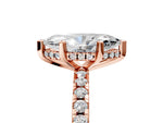 Marquise Cut Diamond Hidden Halo Solitaire Ring in Rose gold with Round Pavé Band and Prong Setting_41