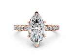 Marquise Cut Diamond Hidden Halo Solitaire Ring in Rose gold with Round Pavé Band and Prong Setting_48