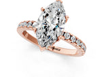 Marquise Cut Diamond Hidden Halo Solitaire Ring in Rose gold with Round Pavé Band and Prong Setting_49