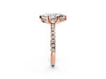 Marquise Cut Diamond Hidden Halo Solitaire Ring in Rose gold with Round Pavé Band and Prong Setting_50