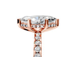 Marquise Cut Diamond Hidden Halo Solitaire Ring in Rose gold with Round Pavé Band and Prong Setting_53