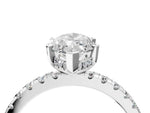 Marquise Cut Diamond Hidden Halo Solitaire Ring in White gold with Round Pavé Band and Prong Setting_40