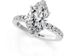 Marquise Cut Diamond Hidden Halo Solitaire Ring in White gold with Round Pavé Band and Prong Setting_49