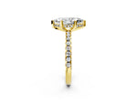 Marquise Cut Diamond Hidden Halo Solitaire Ring in Yellow gold with Round Pavé Band and Prong Setting_38