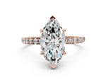 Marquise Cut Diamond Pavé Band Solitaire Ring in Rose gold with Round Accents_24