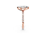 Marquise Cut Diamond Pavé Band Solitaire Ring in Rose gold with Round Accents_26