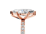 Marquise Cut Diamond Pavé Band Solitaire Ring in Rose gold with Round Accents_29