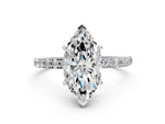 Marquise Cut Diamond Pavé Band Solitaire Ring in White gold with Round Accents_24