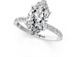 Marquise Cut Diamond Pavé Band Solitaire Ring in White gold with Round Accents_25