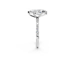 Marquise Cut Diamond Pavé Band Solitaire Ring in White gold with Round Accents_26
