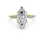 Marquise Cut Diamond Pavé Band Solitaire Ring in Yellow gold with Round Accents_24