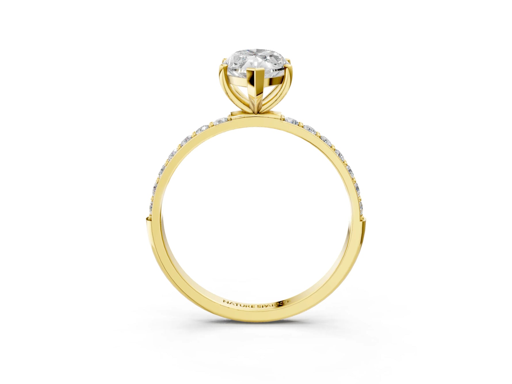 Marquise Cut Diamond Pavé Band Solitaire Ring in Yellow gold with Round Accents_27