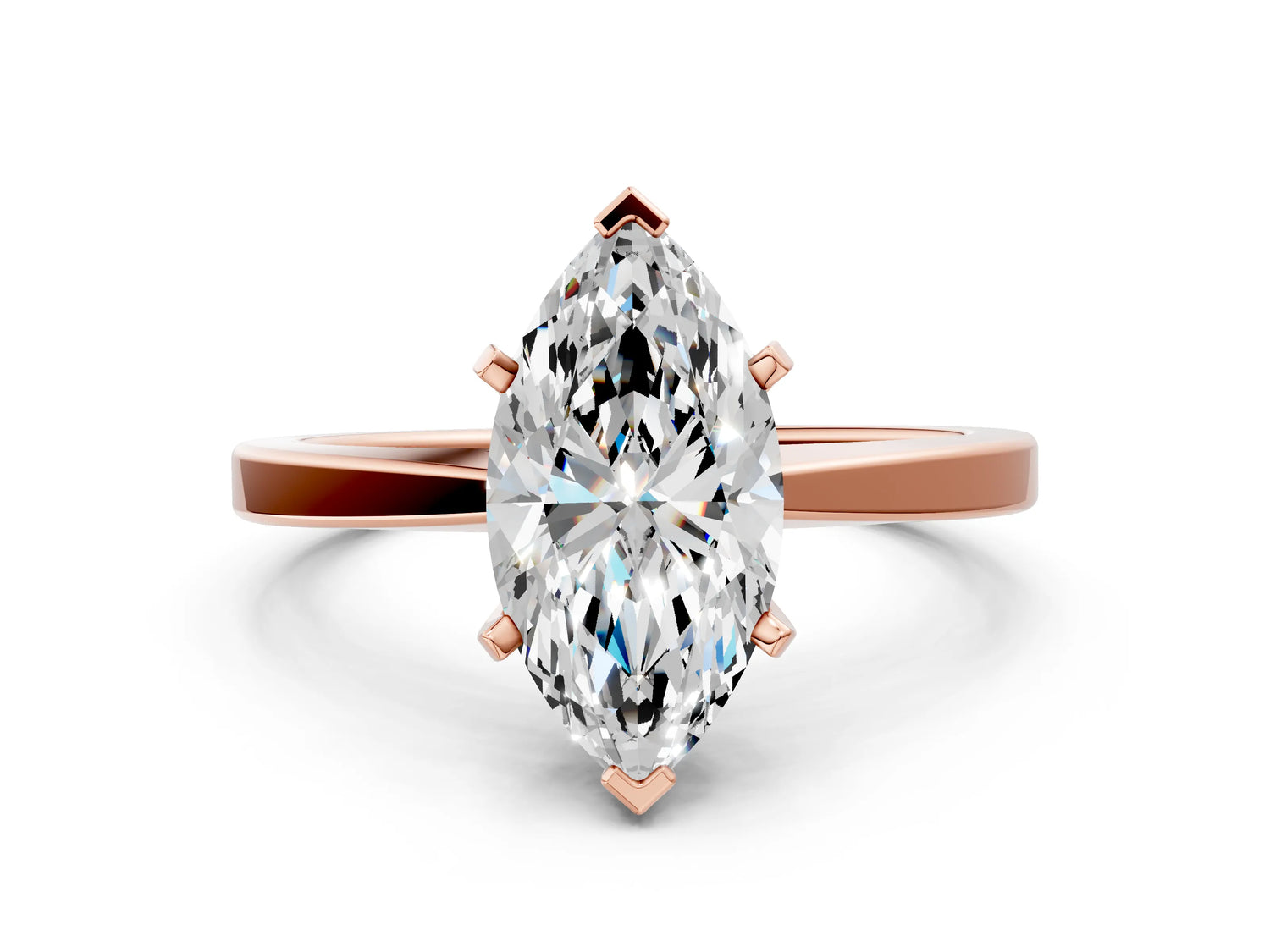 Marquise Cut Diamond Solitaire Engagement Ring in Rose gold with Prong Setting_12