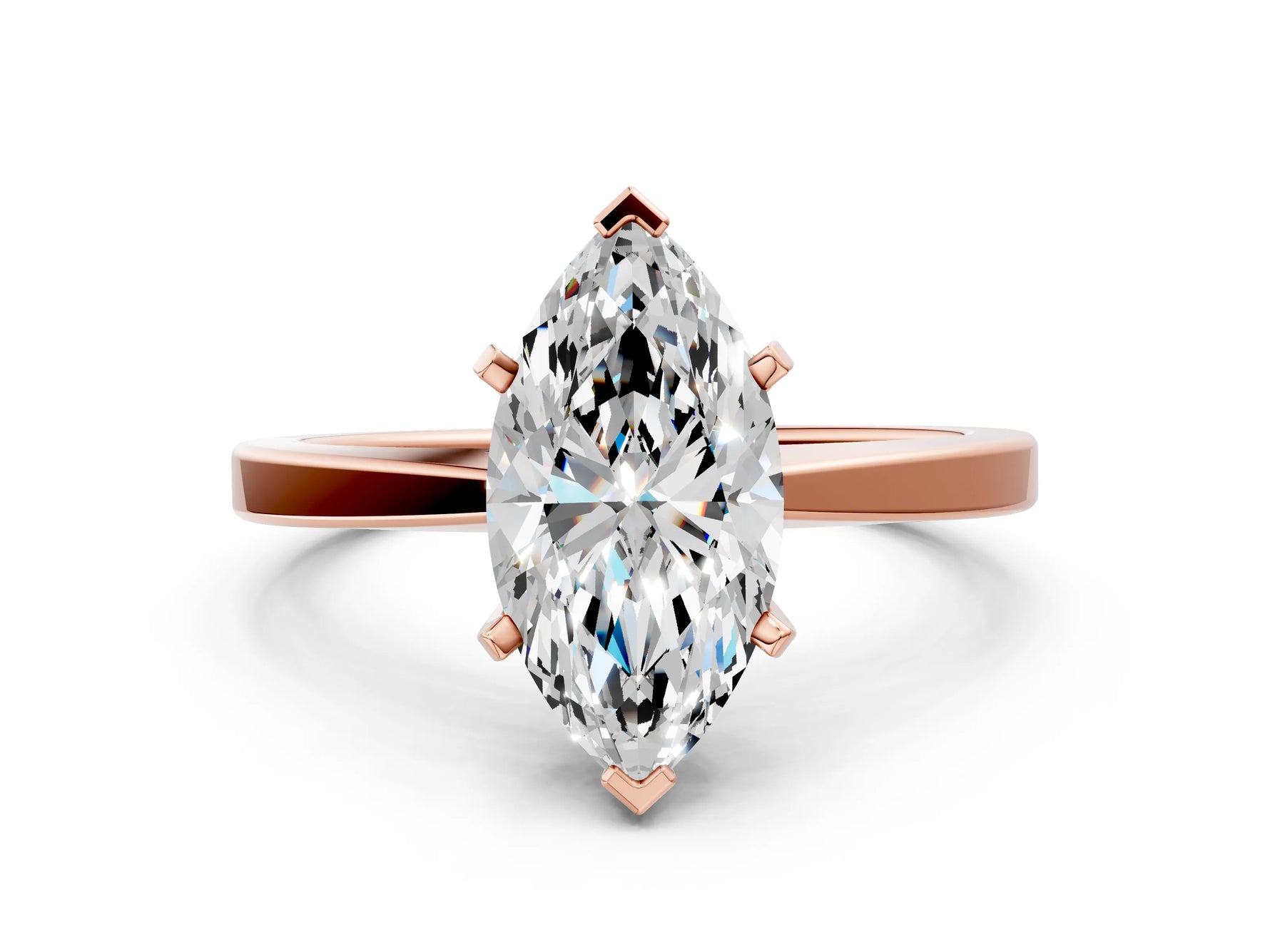 Marquise Cut Diamond Solitaire Engagement Ring in Rose gold with Prong Setting_12