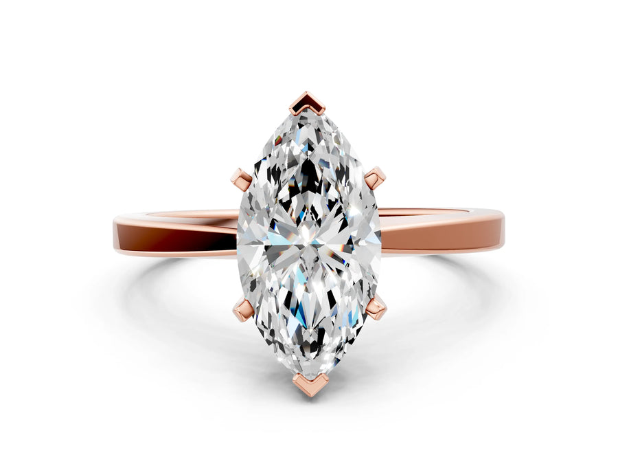Marquise Cut Diamond Solitaire Engagement Ring in Rose gold with Prong Setting