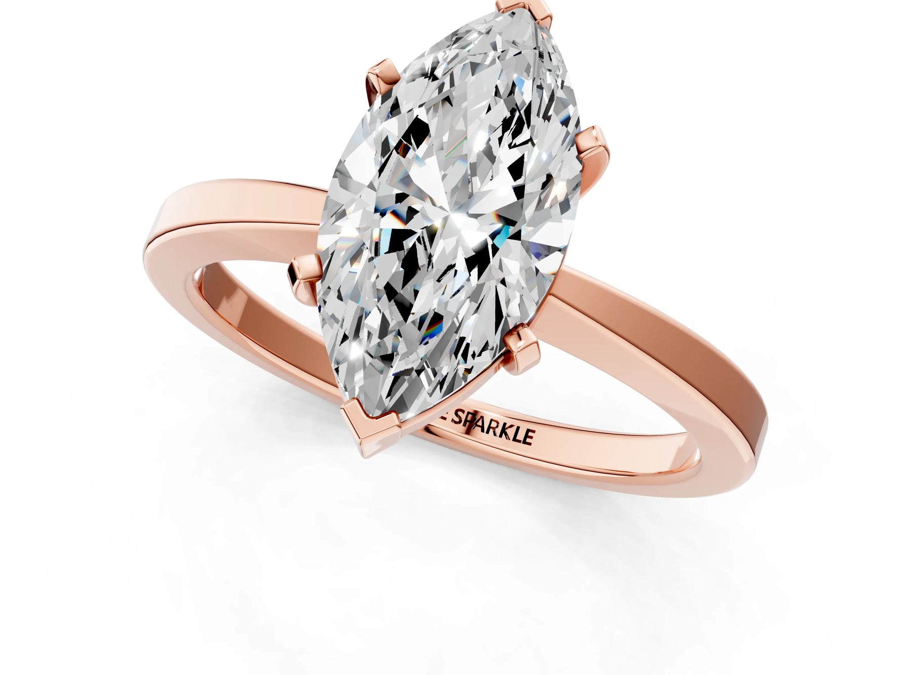 Marquise Cut Diamond Solitaire Engagement Ring in Rose gold with Prong Setting_13