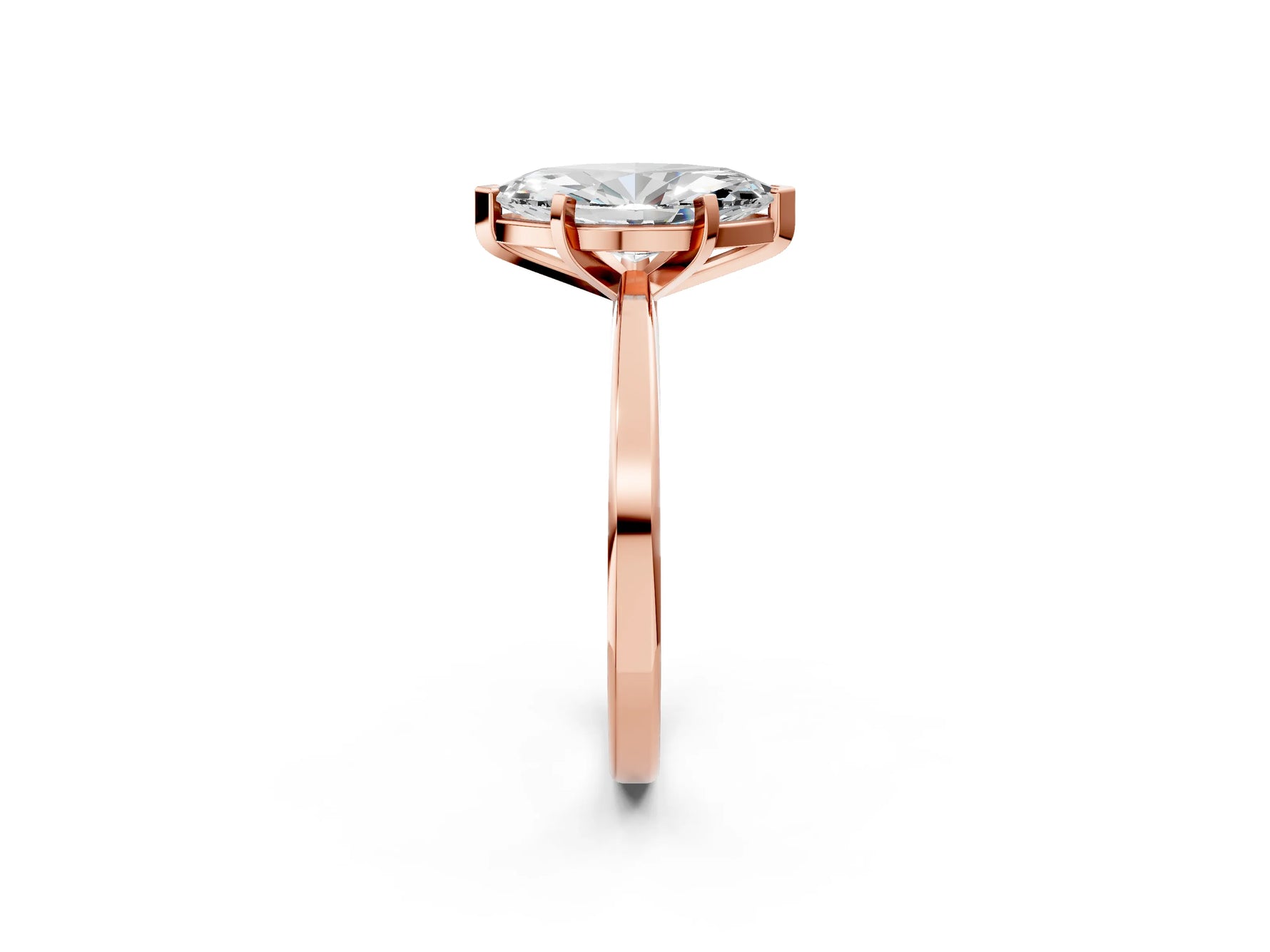 Marquise Cut Diamond Solitaire Engagement Ring in Rose gold with Prong Setting_14