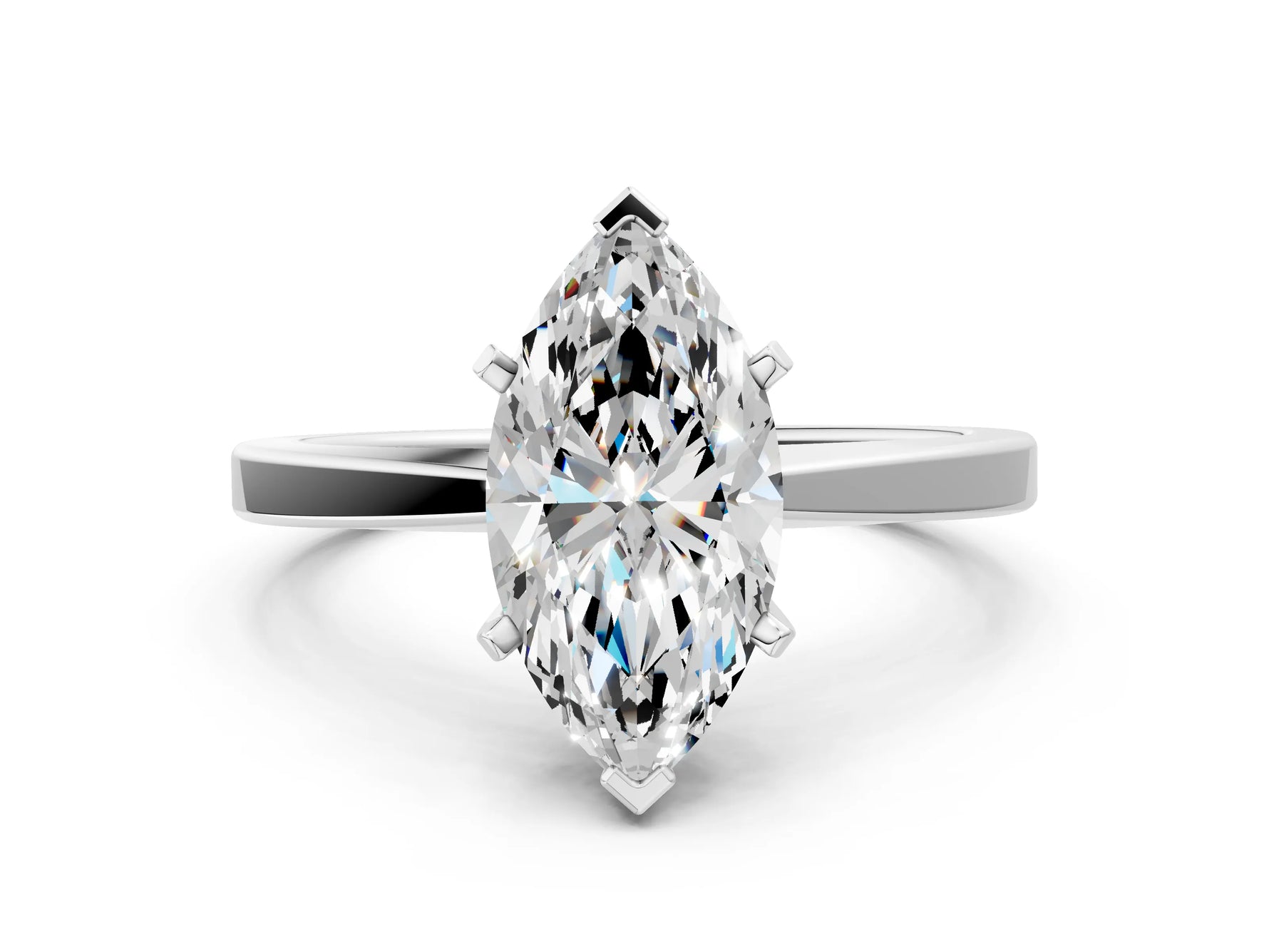 Marquise Cut Diamond Solitaire Engagement Ring in White gold with Prong Setting_12