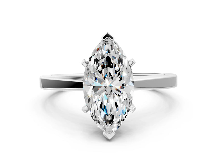 Marquise Cut Diamond Solitaire Engagement Ring in Platinum with Prong Setting