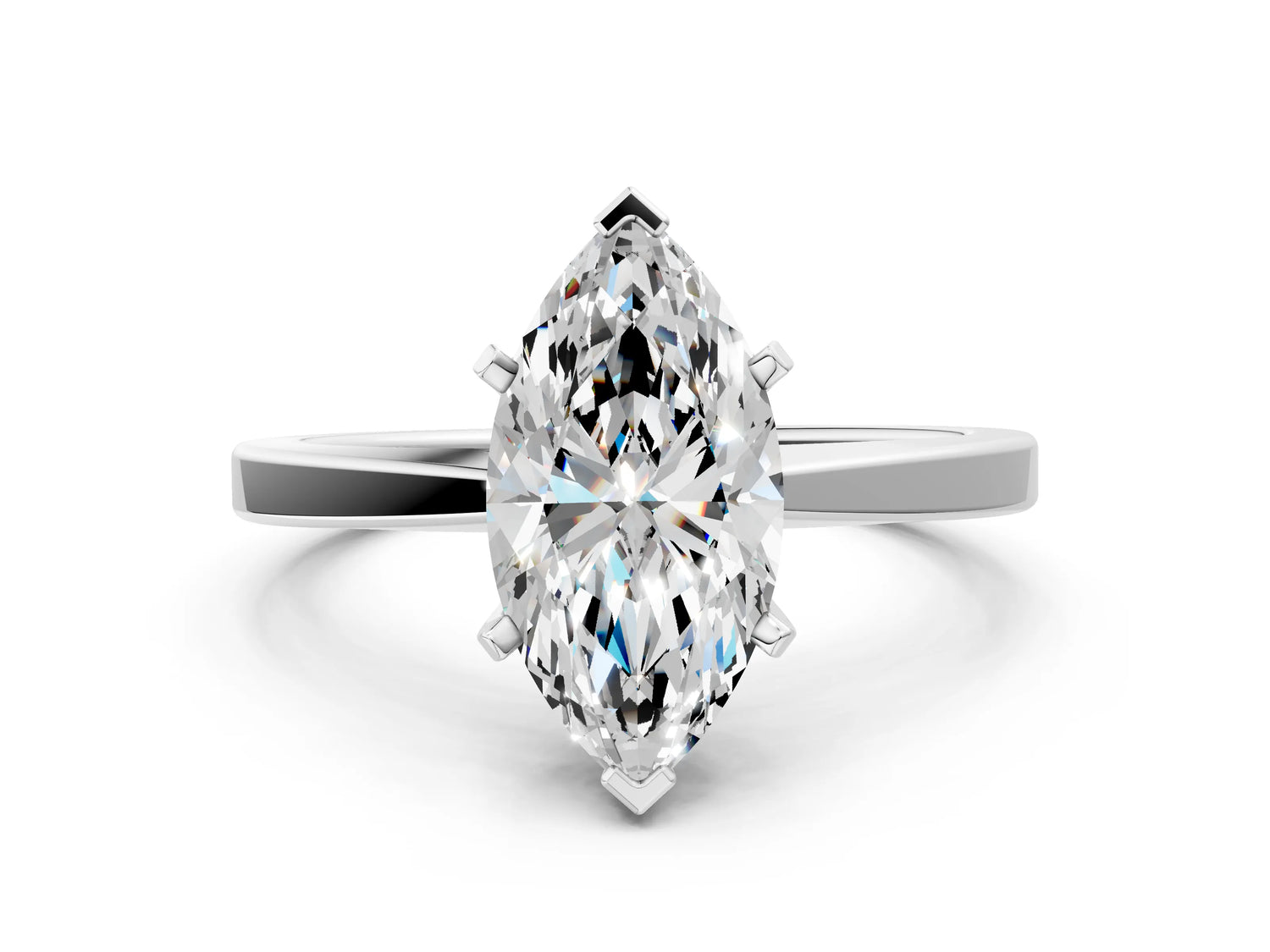 Marquise Cut Diamond Solitaire Engagement Ring in White gold with Prong Setting_12