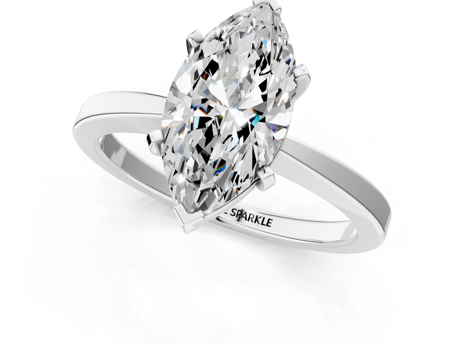 Marquise Cut Diamond Solitaire Engagement Ring in White gold with Prong Setting_13