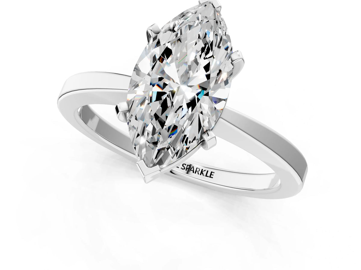 Marquise Cut Diamond Solitaire Engagement Ring in White gold with Prong Setting_13