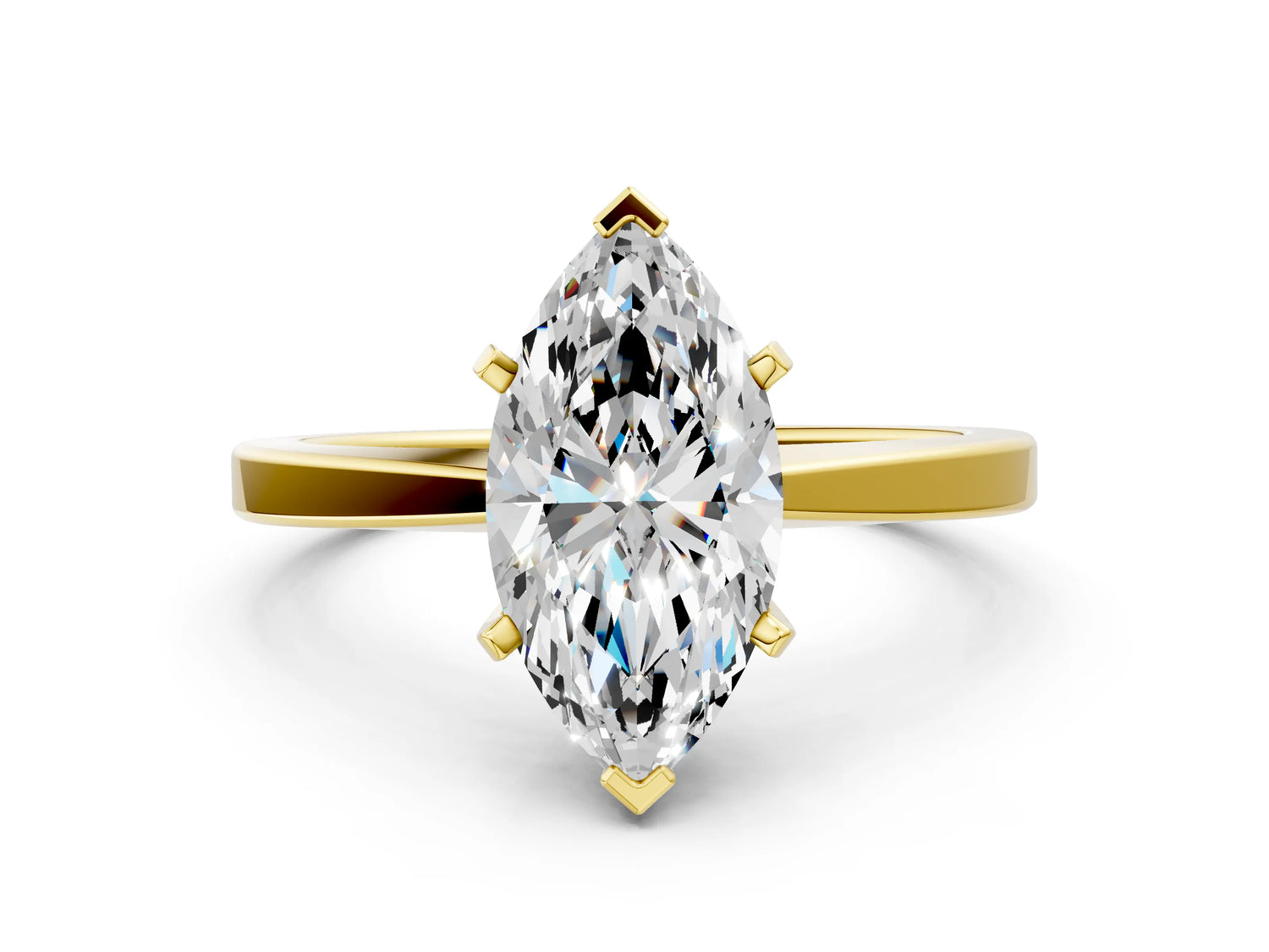 Marquise Cut Diamond Solitaire Engagement Ring in Yellow gold with Prong Setting_12