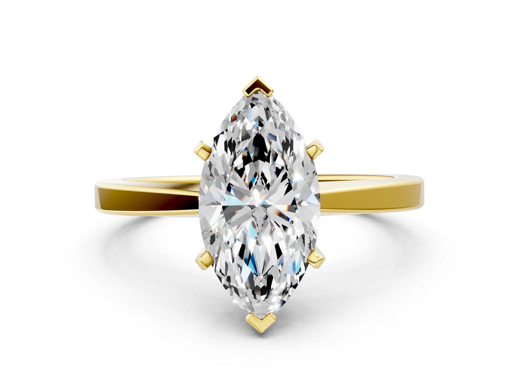 Marquise Cut Diamond Solitaire Engagement Ring in Yellow gold with Prong Setting_12