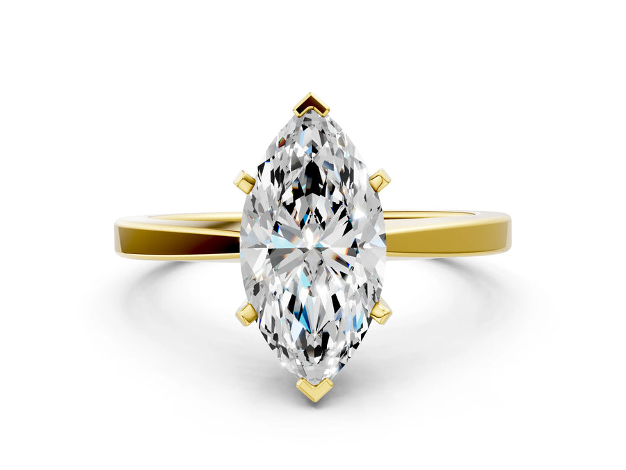 Marquise Cut Diamond Solitaire Engagement Ring in Yellow gold with Prong Setting