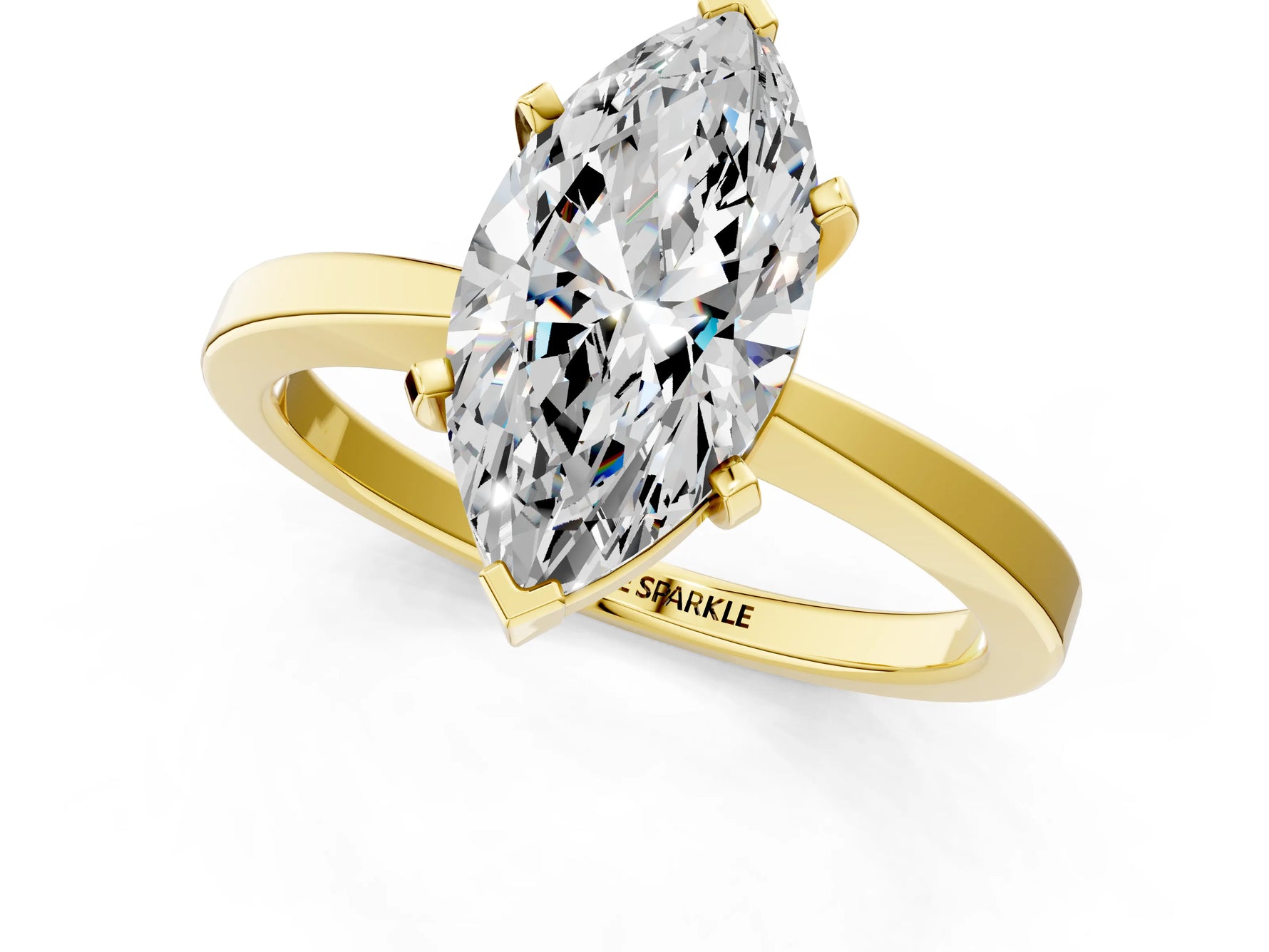 Marquise Cut Diamond Solitaire Engagement Ring in Yellow gold with Prong Setting_13