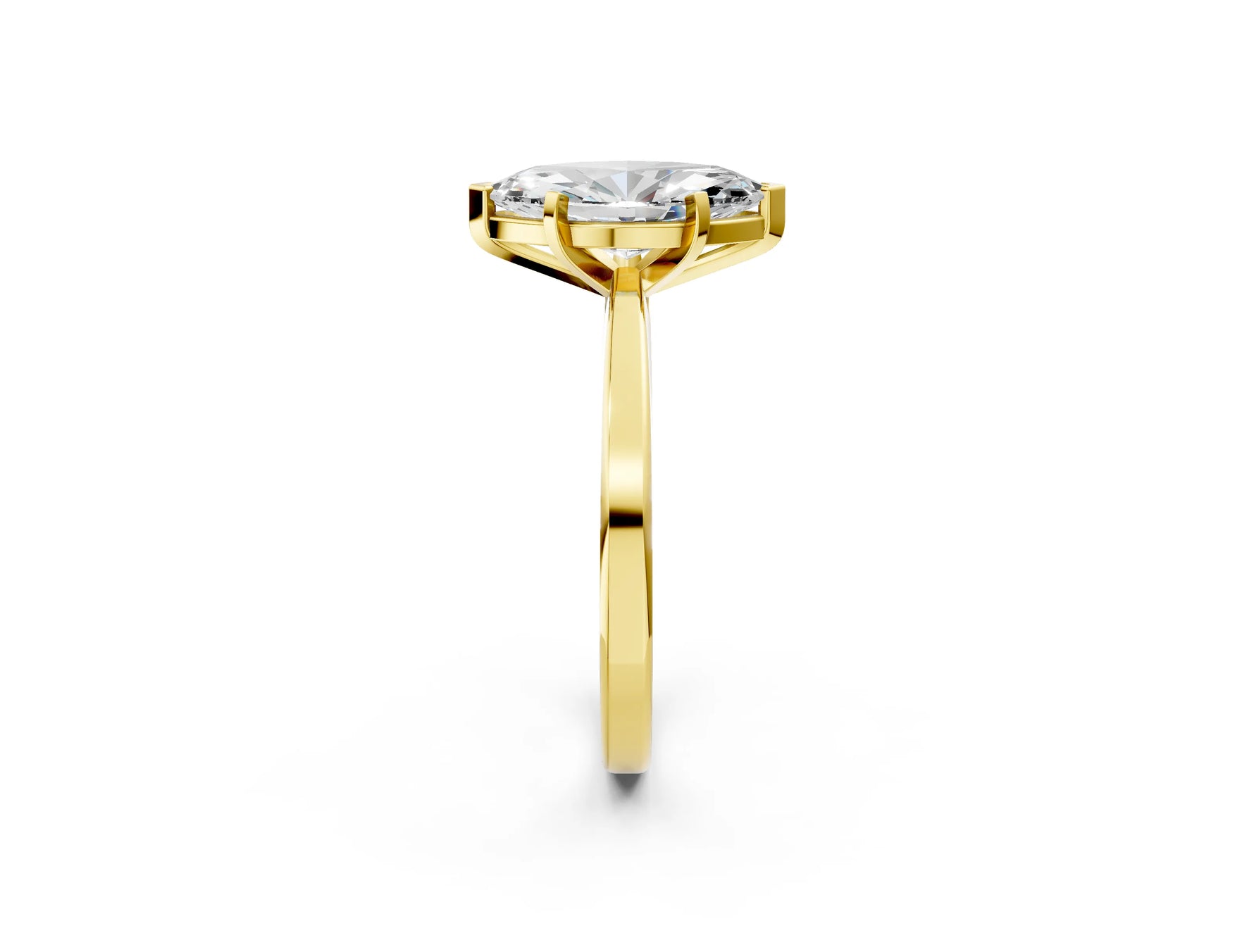 Marquise Cut Diamond Solitaire Engagement Ring in Yellow gold with Prong Setting_14