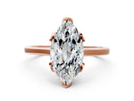 Marquise Cut Diamond Solitaire Ring in Rose gold with Flower Prong Setting_18