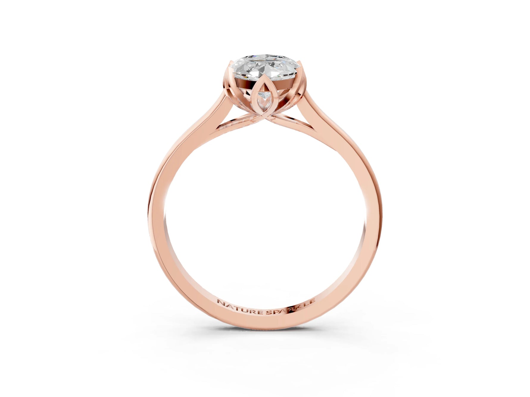 Marquise Cut Diamond Solitaire Ring in Rose gold with Flower Prong Setting_21