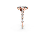 Marquise Cut Diamond Solitaire Ring in Rose gold with Pear and Round Cluster Band_14