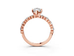 Marquise Cut Diamond Solitaire Ring in Rose gold with Pear and Round Cluster Band_15