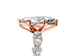 Marquise Cut Diamond Solitaire Ring in Rose gold with Pear and Round Cluster Band_17