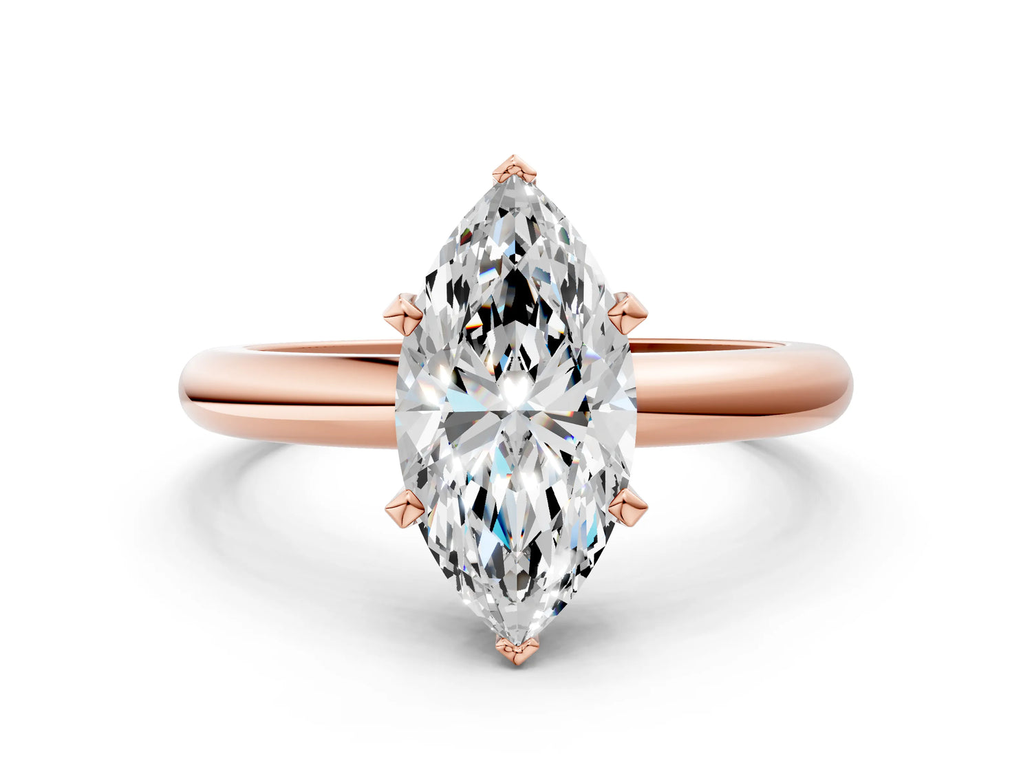 Marquise Cut Diamond Solitaire Ring in Rose gold with Prong Setting and Rounded Band_18