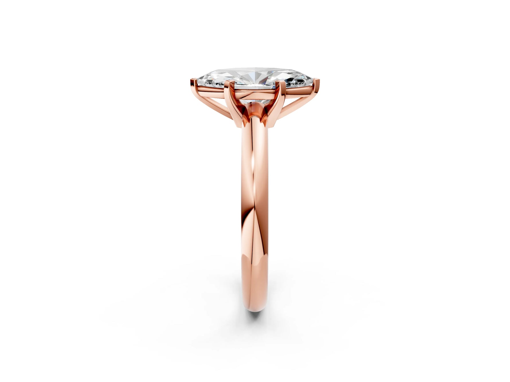 Marquise Cut Diamond Solitaire Ring in Rose gold with Prong Setting and Rounded Band_20