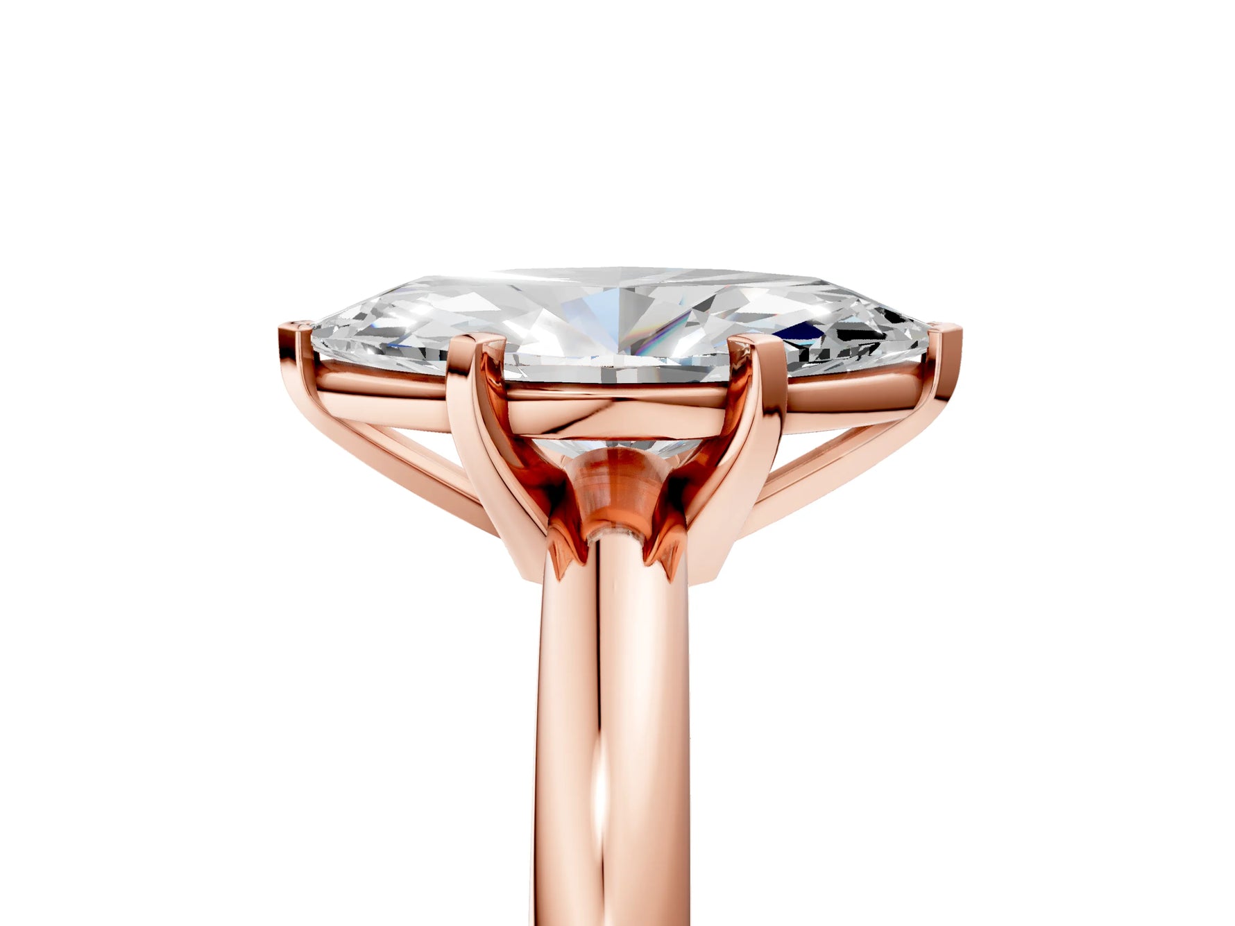 Marquise Cut Diamond Solitaire Ring in Rose gold with Prong Setting and Rounded Band_23