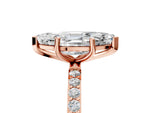 Marquise Cut Diamond Solitaire Ring in Rose gold with Round Pavé Band_11