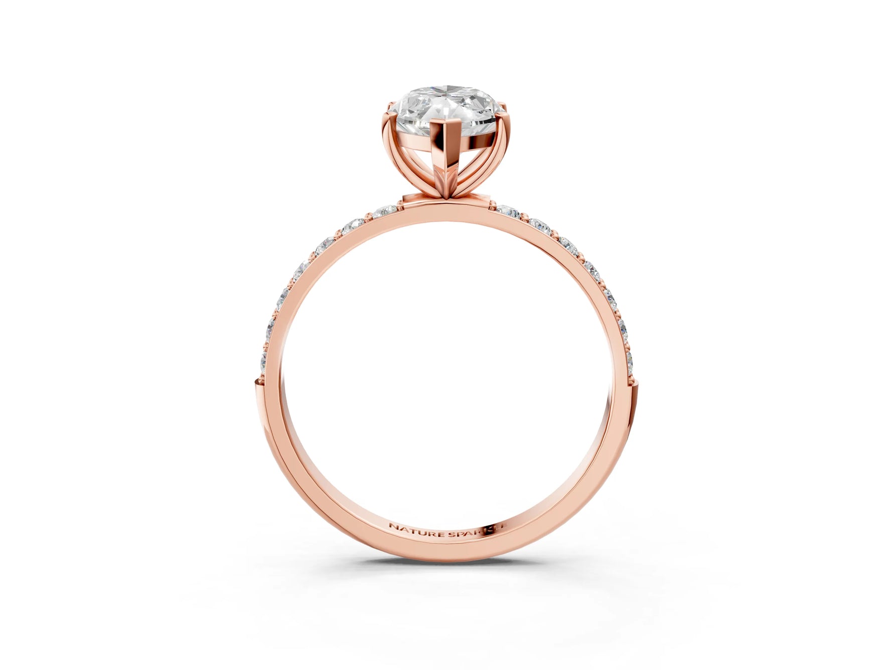 Marquise Cut Diamond Solitaire Ring in Rose gold with Round Pavé Band_33