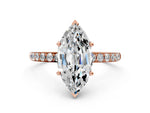Marquise Cut Diamond Solitaire Ring in Rose gold with Round Pavé Band_6