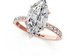 Marquise Cut Diamond Solitaire Ring in Rose gold with Round Pavé Band_7