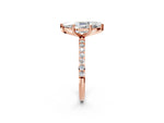 Marquise Cut Diamond Solitaire Ring in Rose gold with Round Pavé Band_8