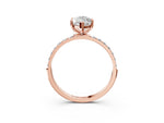 Marquise Cut Diamond Solitaire Ring in Rose gold with Round Pavé Band_9
